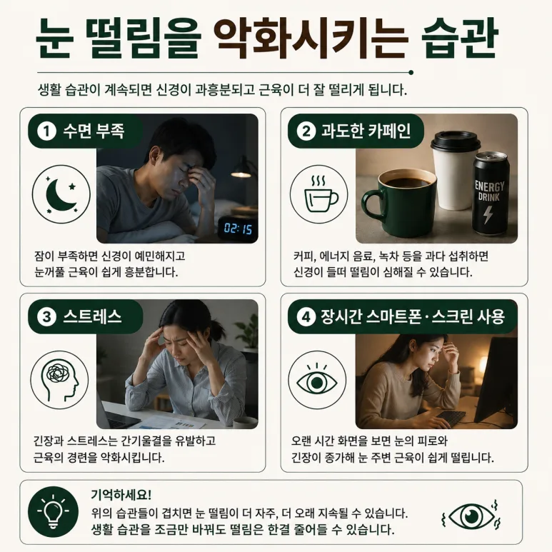 눈 떨림을 악화시키는 습관