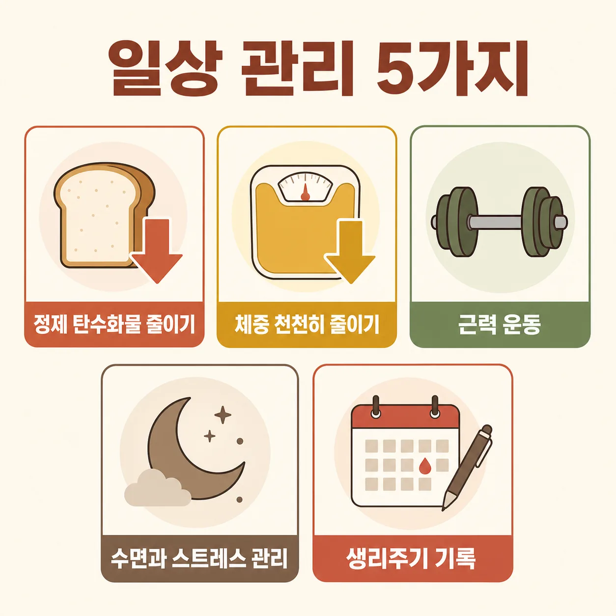 다낭성난소증후군 일상 관리 다섯 가지