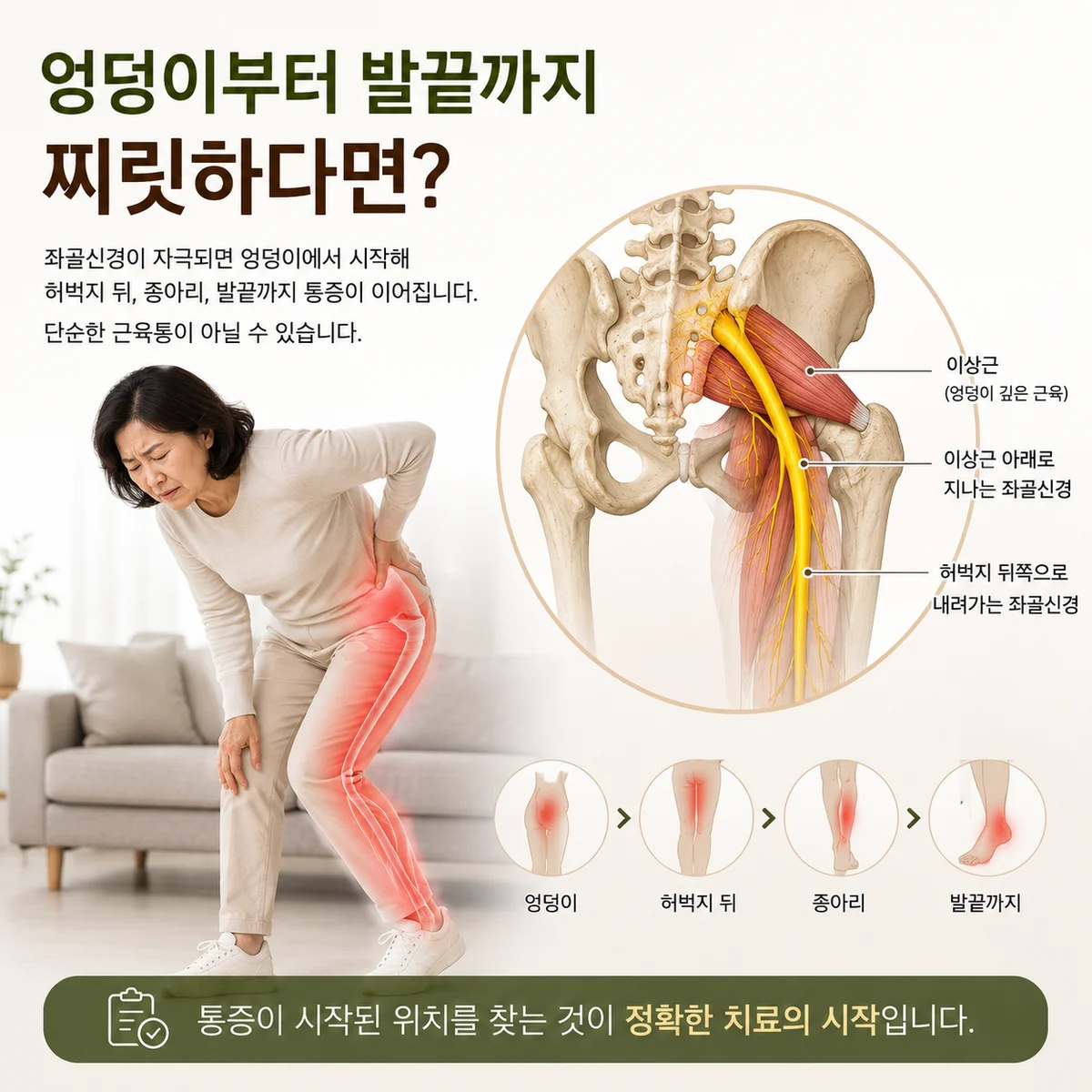 미금역한의원 엉덩이부터 다리까지 찌릿한 통증, 좌골신경통(하지방사통) 원인부터 짚어보기